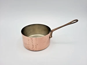 Vintage Small Copper Sauce Pan Stainless Steel Lined Brass Rivet Handle Unmarked - Picture 1 of 9