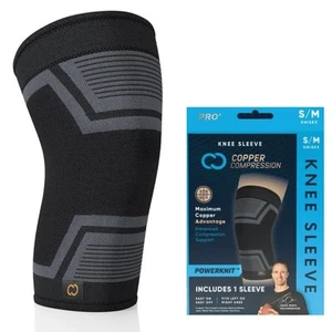 PowerKnit Knee Sleeve- Copper Stabilizer Support Brace for Meniscus Tear, ACL... - Picture 1 of 9