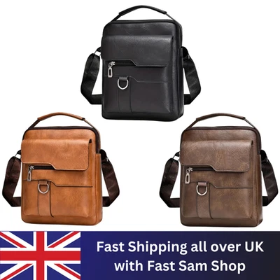 Men's Leather Cross Body Messenger Bag Shoulder Handbag Travel Work Business Bag - Image 1 of 4