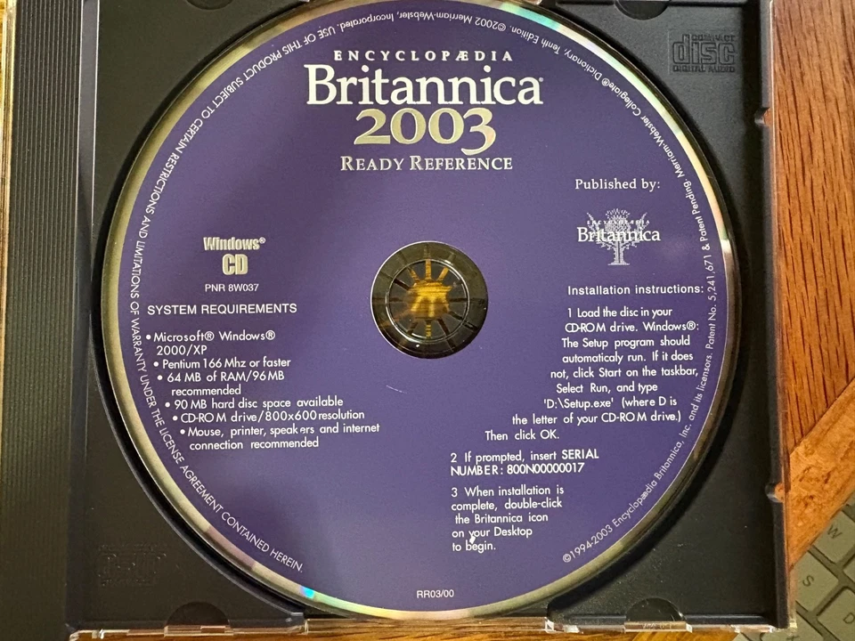 Encyclopedia Britannica 2003 Ready Reference PC CD-ROM Windows 2000/XP - Image 1 of 1