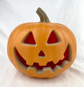 Vintage Halloween Pumpkin Smiling Jack o Lantern Plastic 8" Light Lamp Blow Mold - Picture 1 of 12