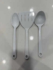 Set of 3 Tailor Made Nylon Slotted Spatula Ladle Serving Spoon White - Picture 1 of 4