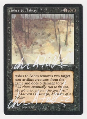 Double White Signed Ashes to Ashes MP The Dark Artist Drew Tucker 1994 MTG Magic - Image 1 of 2