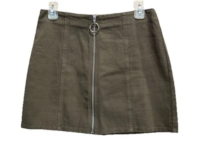 Minifalda Chloe & Katie verde oliva talla mediana cremallera frontal algodón Foto 1 de 4