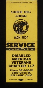 Veteranos estadounidenses discapacitados de la década de 1960 capítulo 117 3389 Union St. Bellaire OH Belmont - Imagen 1 de 2