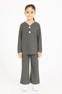 Girls Corduroy 2 Piece Co-Ord Lounge Set  Top & Bottom Outfit - Image 1 of 4