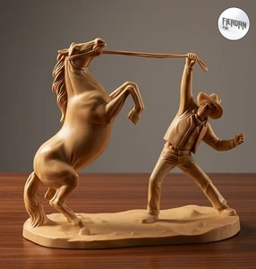 FIERDAN Figures Cowboy with Rearing Horse - Picture 1 of 1