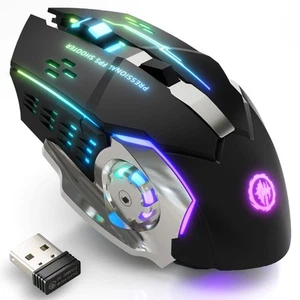 Wireless Gaming Mouse Bluetooth Mouse RGB Rechargeable 2.4G USB Cordless Comp... - Picture 1 of 7