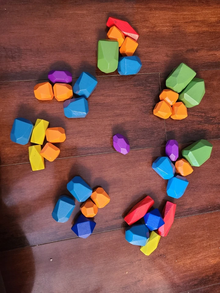 Vibrant Geometric Wooden Blocks Rocks Set for Kids 36 Pieces - Image 1 of 4