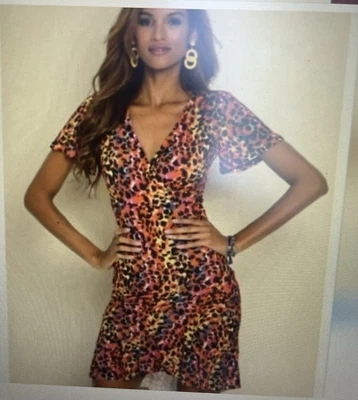 Vestido Venus Colorido Estampado Animal Talla 1X Imitación Envoltura, Manga Flutter ¡SEXY!! Foto 1 de 4