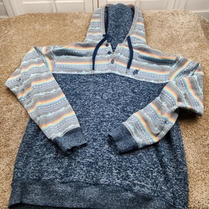 Sweat à capuche Hooey homme moyen arc-en-ciel tricot aztèque Henley sud-ouest - Photo 1/6