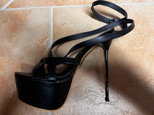 High Heels # Gr. 40 Sandalette  Table Dance Lack Schwarz - Bild 1 von 4