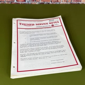 Lote de Notas de Servicio de Motocicleta Triumph 1967-1969-Boletines, Johnson Motors - Imagen 1 de 15