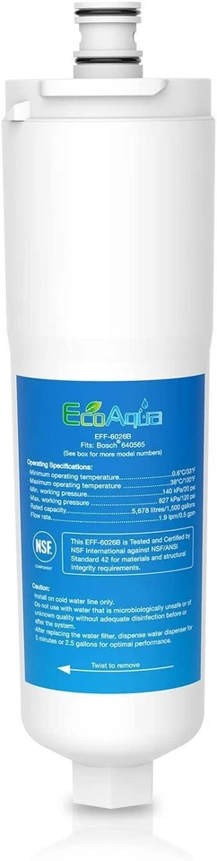 EcoAqua EFF-6026B Fridge Water Filter Compatible with Abode Aquifier, 3m CS-52 - Image 1 of 4