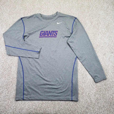 Nike Dri Fit NFL Size 3XL Mens New York Giants Training T Shirt Long Sleeve Gray Cover