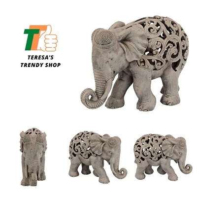 Anjan El Elefante Indio Decoración Jali Animal Estatua, 12 Pulgadas, Piedra Marrón Foto 1 de 4