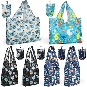 6 PACK Reusable Shopping Bags Grocery Bags Foldable Machine Washable Tote Bag - Picture 1 of 8