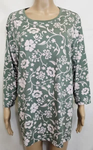 LANDS' END Damen Top Gr. XL grün, rosa Blumenmuster Langarmshirt - Bild 1 von 14