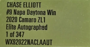 CHASE ELLIOTT 2020 #9 NAPA DAYTONA ROAD COURSE RACED WIN AUTOGRAPHED ELITE - Picture 1 of 24