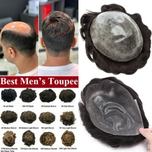 Echthaar Toupet für Männer Haarteile Herrenperücke Skin/Folien Basis Perücken DE - Bild 1 von 30