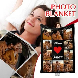 Custom Flannel Blanket With Photo - Family Picture Memorial Blanket Personalized - Picture 1 of 11