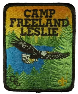 Three Fires IL Camp Freeland Leslie 1972-2012 40th Anniversary Camp Patch BRN Bd - Bild 1 von 2