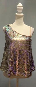 Free People Women's Sz XS Glitter Disco Fever One-Shoulder Top - Picture 1 of 7