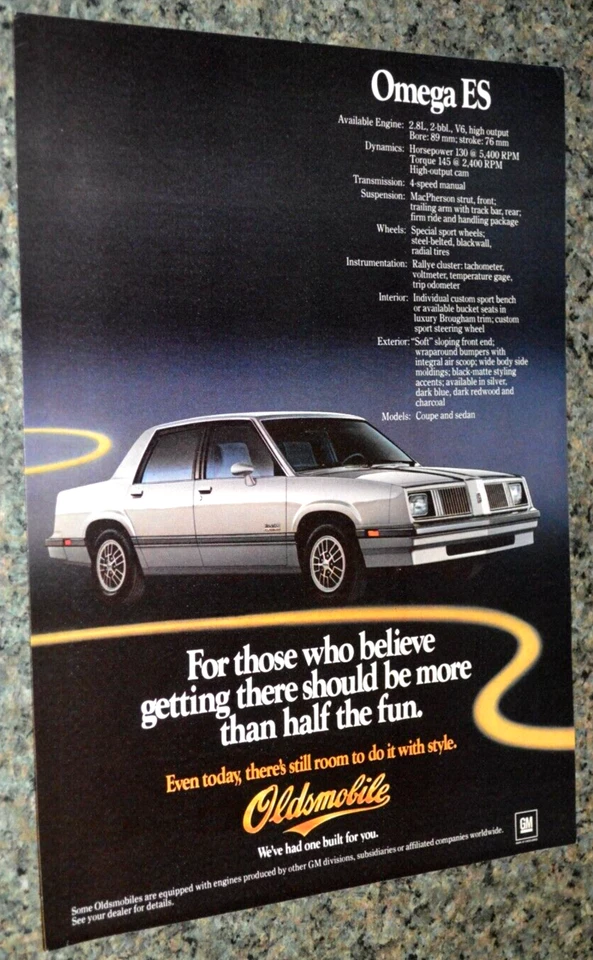 Oldsmobile Omega Es 1982 anuncio original impreso anuncio 82 Foto 1 de 1