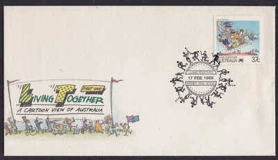 AUSTRALIA 1988 PRIMER DÍA PORTADA SERVICIOS POSTALES DIBUJOS ANIMADOS Foto 1 de 2