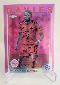 2024-25 TOPPS CHROME UEFA ALPHONSO DAVIES NEON PINK PRISM REF #96 Ser #027/175 - Picture 1 of 2