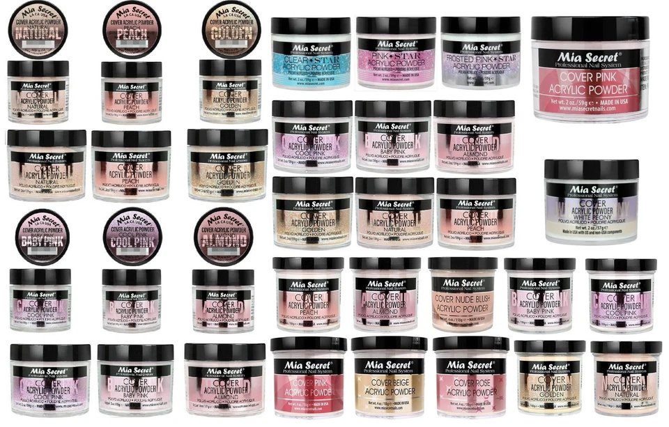 CUBIERTA Mia Secret Polvo Acrílico Todos los Tonos - ELIGE TU COLOR Y TAMAÑO Foto 1 de 1