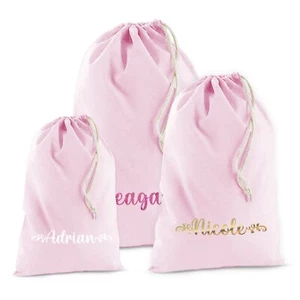 Saco de Papá Noel de Algodón Personalizado en Rosa con Nombre Personalizado Regalo de Navidad para Niños - Imagen 1 de 7
