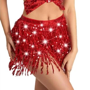 Belly Dance Hip Skirt Tassel Scarf Sequin Skirt Wrap Fringe Skirts Rave Dance... - Picture 1 of 7