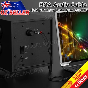3.5mm Male To 2 RCA M/M Y Cable Aux Jack Premium Gold Plated Audio Stereo NEW2 - Picture 1 of 12