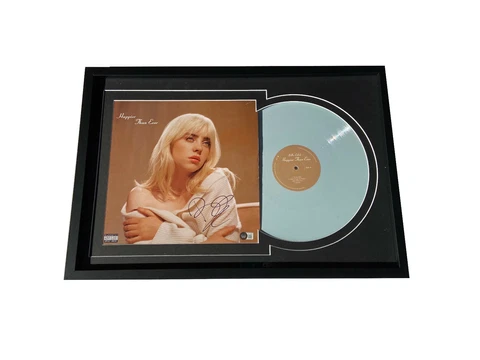 BILLIE EILISH SIGNED FRAMED HAPPIER THAN EVER ALBUM VINYL LP AUTO BECKETT BAS Cover