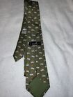 HERMES VINTAGE SHEEP JUMPING INITIAL Silk Neck TIE ANIMAL Made In FRANCE Green