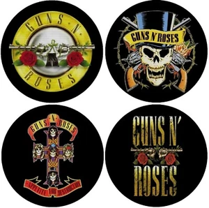 Guns N' Roses Logo Rock N' Roll Drink Coasters Polyester Top Rubber Bottom Set 4 - Picture 1 of 5
