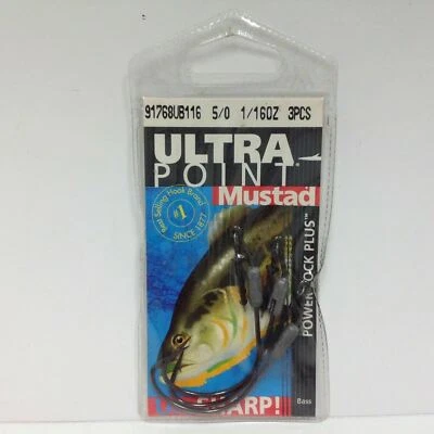 Mustad 91768UB116 Power Lock Ultra Sharp Bass Fishing Hooks 1/16oz Size 4/0 a - Image 1 of 2