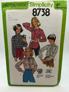Simplicity 8738 Size 10 1980s Vintage Misses Blouse Fuss Free Fit ruffles - Picture 1 of 2