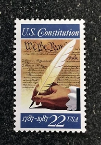 1987USA #2360 22c US Constitution Mint NH feather - Picture 1 of 1