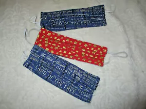 FACE MASKS~Adult Size~Patrotic Theme~3 qty. Handmade~NEW - Foto 1 di 6