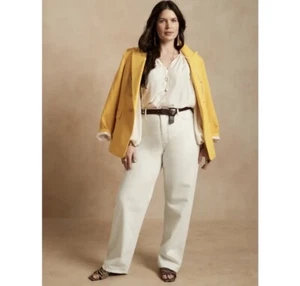 Banana Republic lockere Ofenrohr creme Denim Jeans Größe 16 - Bild 1 von 17