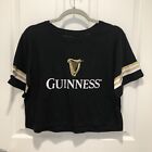 Guiness Womens Pullover Short Crop Top T-Shirt Black Gold Size L New