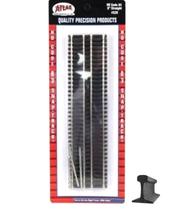 Atlas HO Scale ~ New 2025 ~ Code 83 ~ 9" Straight Snap Track ~ 6 Pcs ~ 520 - Image 1 of 3
