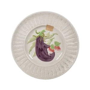 Vintage Fitz and Floyd Garden Basket Weave Plate Wall Hang Eggplant Radish Peas - Picture 1 of 6