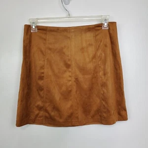 Francesca's Mi Ami Brown Soft Brushed Feel Faux Suede Skirt #WS10165 NEW Size L - Picture 1 of 12