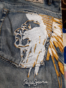 Jeans brodés personnalisés PEPE JEANS London 38 x 33 baggy