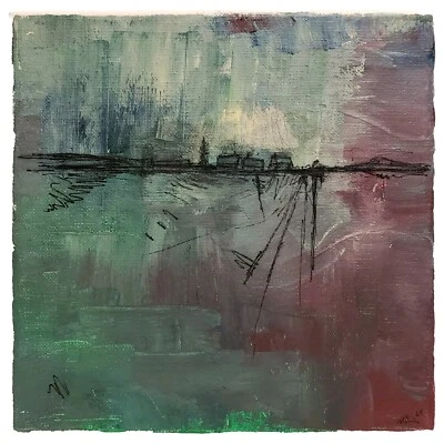 No623 Original Abstract Minimal Impressionistic Landscape Painting By K.A.Davis  - Image 1 of 4