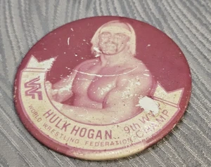 Vintage 1980's Pinback Hulk Hogan WWF Wrestling 9th Champ 3" Button - Bild 1 von 3