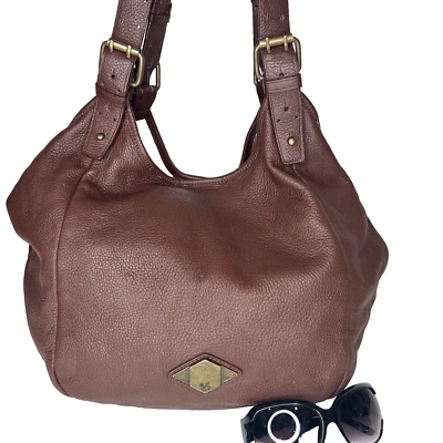 :CARTERA RACHEL ZOE Grande Marrón Grano Guijarro Cuero Bolso de Mano Bolso de Mano para Todo el Hombro Foto 1 de 4